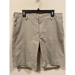 Ping‎ Shorts Men's Sz 34 Grey Windowpane Plaid Chino Performance Golf 10" inseam